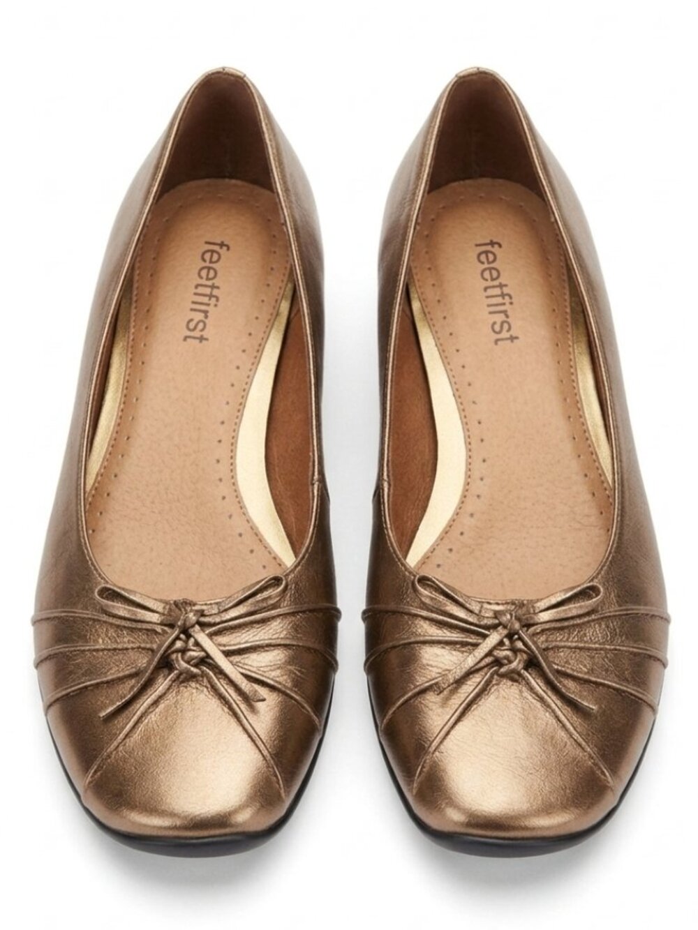 Feet First "Daniela" Metallic Bronze Leather Comfort Ballet Flats  – Size 8.5